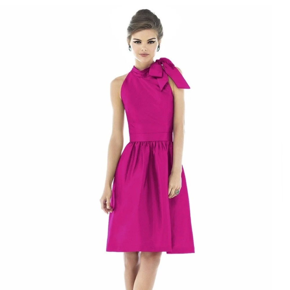 ALFRED SUNG Fuchsia Midi Dress